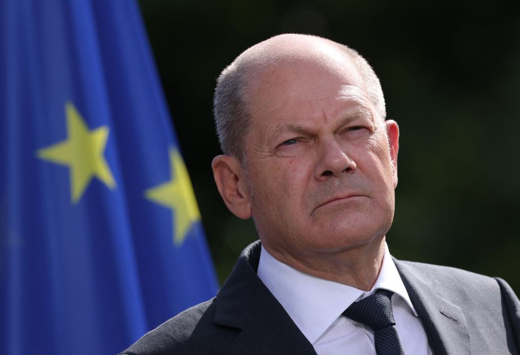 El canciller de Alemania, Olaf Scholz, ante la prensa