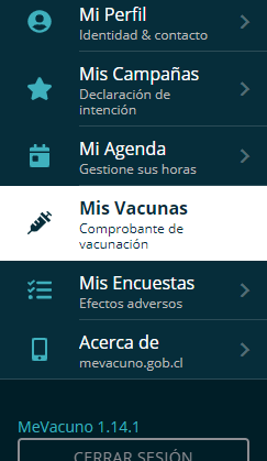Mi perfil en Yo me vacuno / Ministerio de Salud