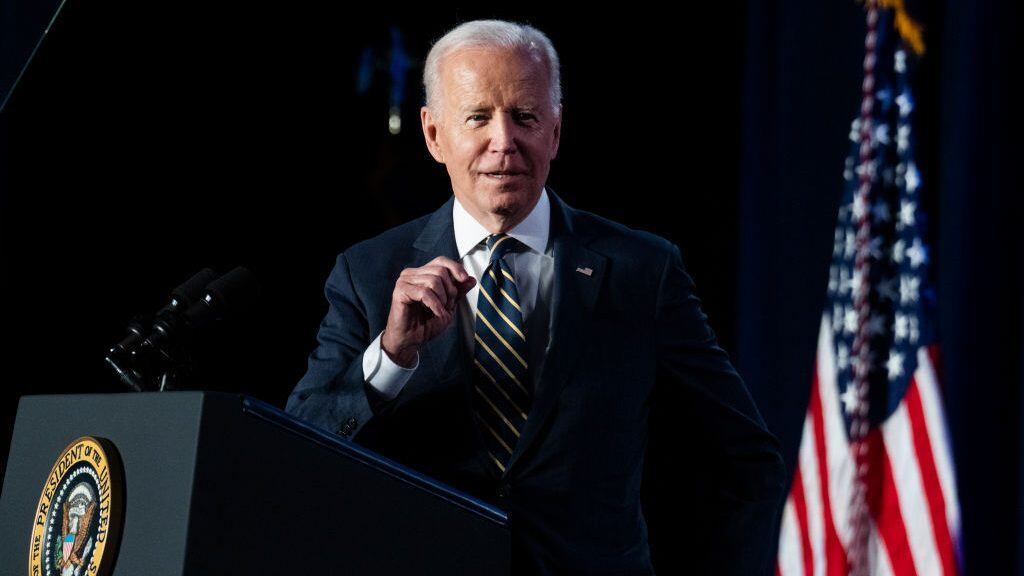 UNITED STATES - MARCH 11: President Joe Biden addresses the House Democratic Caucus Issues Conference in Philadelphia, Pa., on Friday, March 11, 2022. (Tom Williams/CQ-Roll Call, Inc via Getty Images)