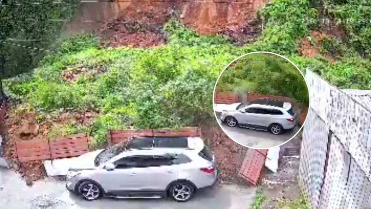 Cámaras captaron el momento exacto: cerro se derrumba en pocos segundos frente a una casa en Lota
