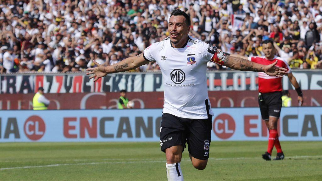 05 DE OCTUBRE DE 2019/SANTIAGOEsteban Paredes en festejo de su gol, durante el partido valido por la fecha 9 de la segunda ronda del Campeonato Nacional AFP PlanVital 2019, entre Colo Colo y Universidad de Chile, disputado en el Estadio Monumental.
FOTO: LEONARDO RUBILAR CHANDIA/AGENCIAUNO