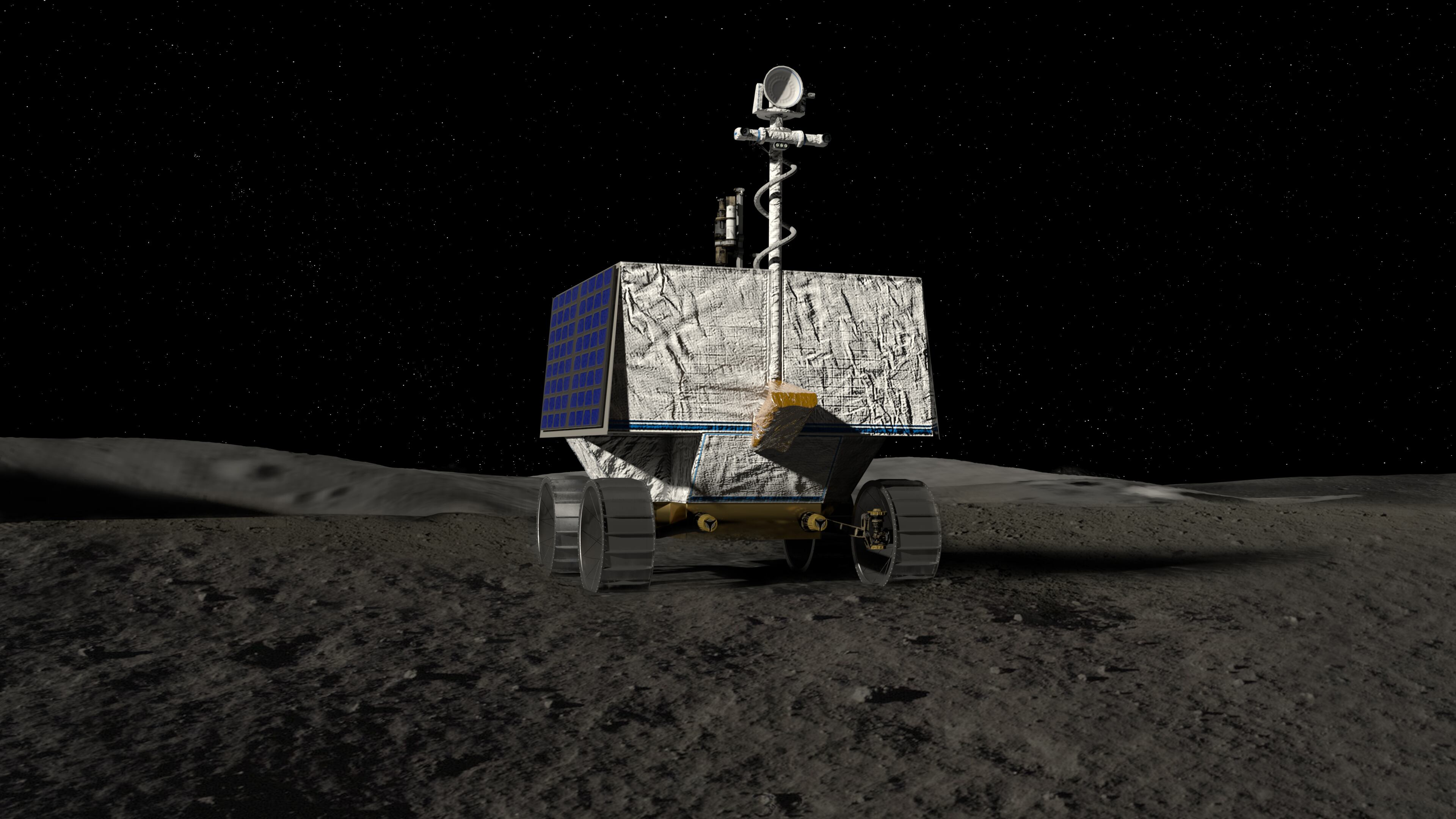 Imagen recreada del rover Viper que cumplirá una misión en la Luna