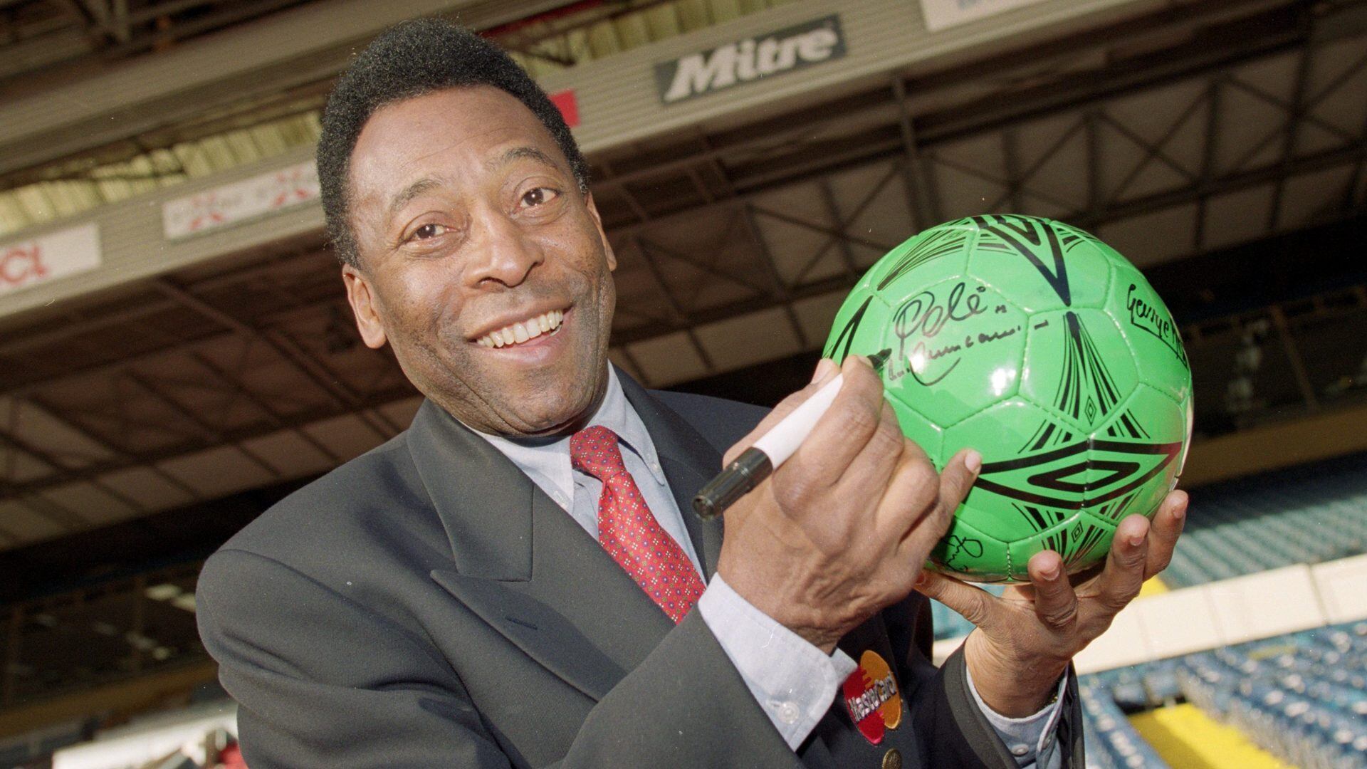 31 Oct 2000:  Pele during an AXA photocall at Wembley in London.  Mandatory Credit: Clive Mason /Allsport