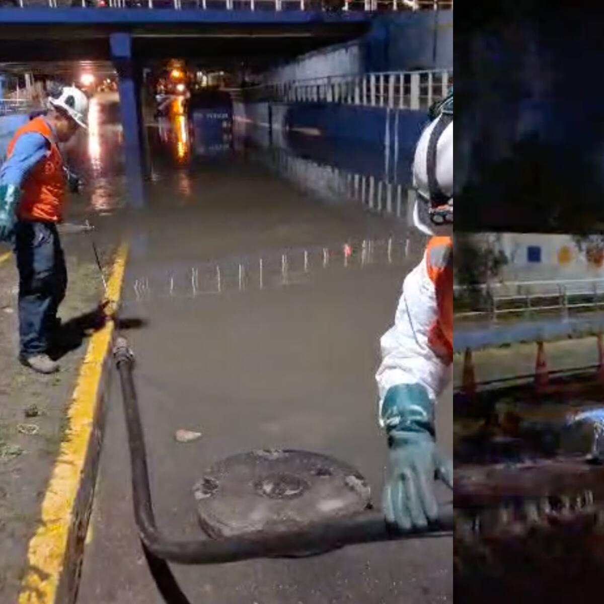 Con el tránsito suspendido: continúan los trabajos por rotura de matriz que inundó paso bajo nivel en San Bernardo