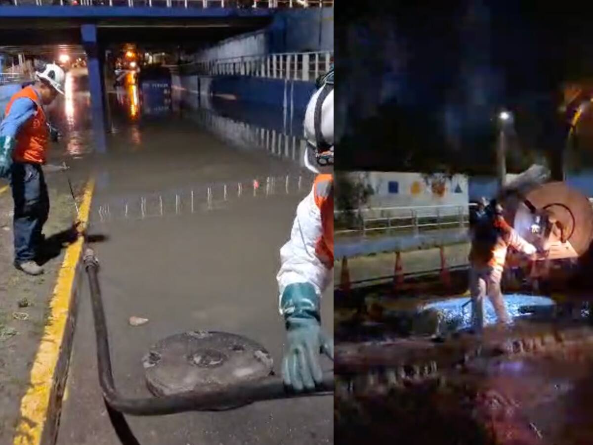 Con el tránsito suspendido: continúan los trabajos por rotura de matriz que inundó paso bajo nivel en San Bernardo