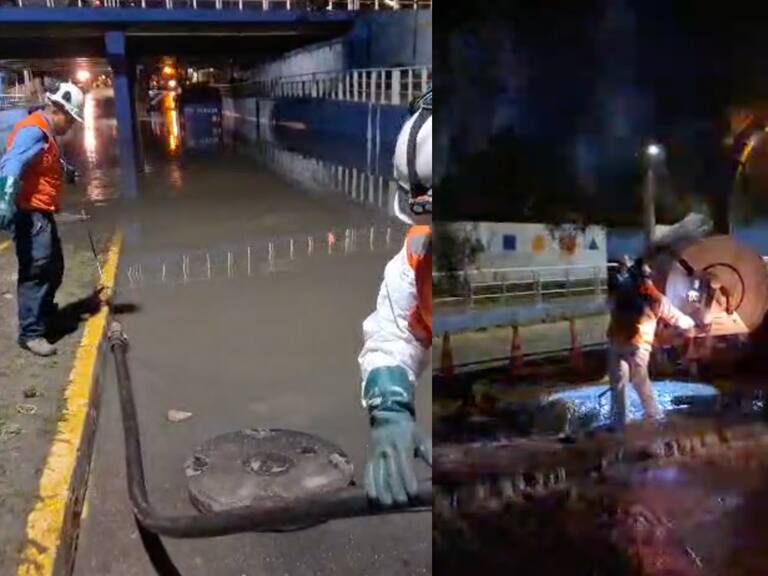 Con el tránsito suspendido: continúan los trabajos por rotura de matriz que inundó paso bajo nivel en San Bernardo