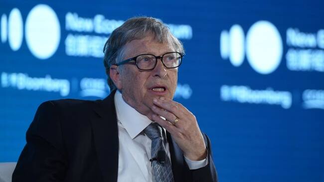 BEIJING, CHINA - NOVEMBER 21: Bill & Melinda Gates Foundation Chairman Bill Gates speaks during 2019 New Economy Forum at China Center for International Economic Exchanges (CCIEE) on November 21, 2019 in Beijing, China. 2019 New Economy Forum themed on 'A new community for the new economy' is held on November 20-22 in Beijing. (Photo by Hou Yu/China News Service/VCG via Getty Images)