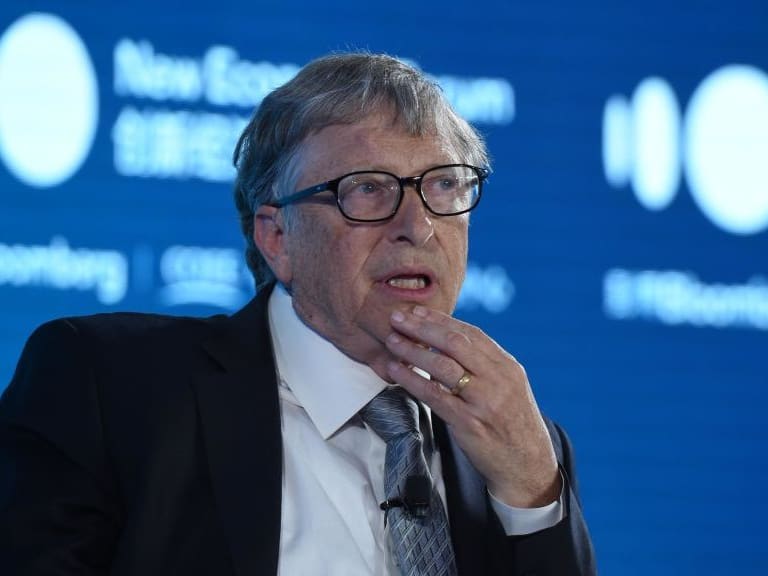 BEIJING, CHINA - NOVEMBER 21: Bill &amp; Melinda Gates Foundation Chairman Bill Gates speaks during 2019 New Economy Forum at China Center for International Economic Exchanges (CCIEE) on November 21, 2019 in Beijing, China. 2019 New Economy Forum themed on &#039;A new community for the new economy&#039; is held on November 20-22 in Beijing. (Photo by Hou Yu/China News Service/VCG via Getty Images)