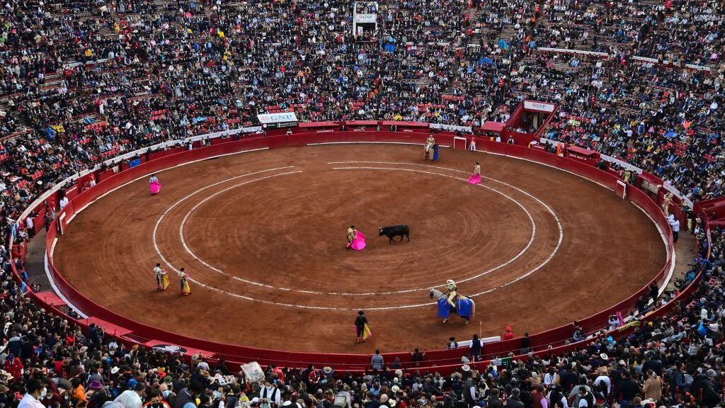 General view of the Plaza Mexico bullring during its 76th anniversary, in Mexico City, on February 5, 2022. - After five centuries, bullfighting could be banished from Mexico City by a parliamentary initiative that confronts the thesis of animal abuse and the rights of minorities. (Photo by Pedro PARDO / AFP) (Photo by PEDRO PARDO/AFP via Getty Images)