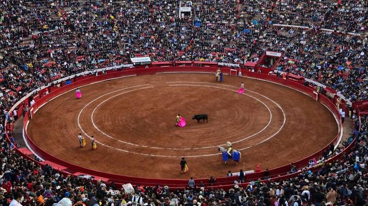 General view of the Plaza Mexico bullring during its 76th anniversary, in Mexico City, on February 5, 2022. - After five centuries, bullfighting could be banished from Mexico City by a parliamentary initiative that confronts the thesis of animal abuse and the rights of minorities. (Photo by Pedro PARDO / AFP) (Photo by PEDRO PARDO/AFP via Getty Images)
