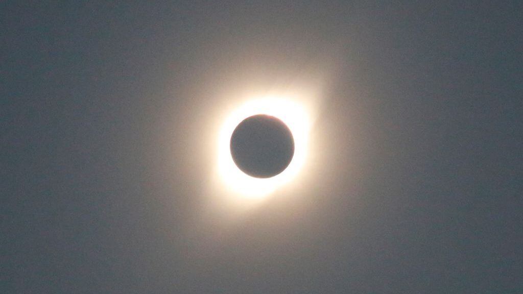 LA SERENA , CHILE, JULY 02: Solar Eclipse is seen on the city La Serana, 500 km north to Santiago of Chile, Chile on July 02, 2019. Thousand of people travel to watch the astronomical phenomenum (Photo by Sebastian Brogca/Anadolu Agency/Getty Images)