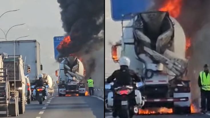 Alerta en Ruta 5: incendio de camión tolva desata importante congestión