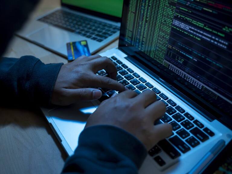 Hacker attacking internet