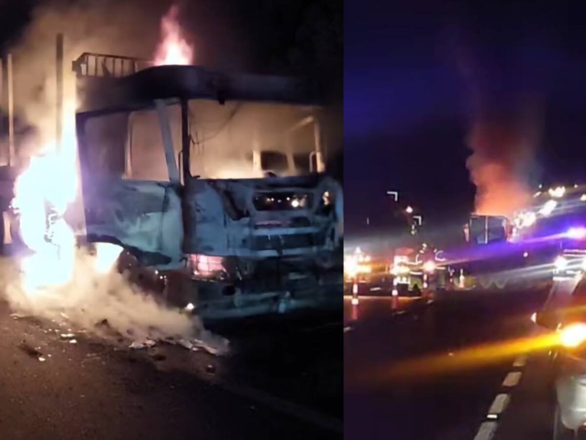 Ataque incendiario en Collipulli: sujetos queman dos camiones en plena Ruta 5 Sur