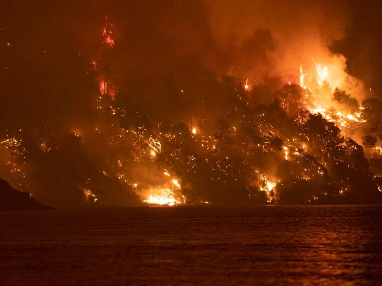 El fuego hace arder la isla de Evia en Grecia