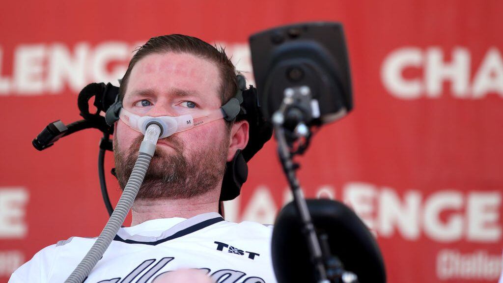 BOSTON MA. - JULY 15: Pat Quinn, co-founder of the Ice Bucket Challenge, on stage during an event to commemorate the fifth anniversary of the challenge on July 15, 2019 in Boston, MA.    (Staff Photo By Nancy Lane/MediaNews Group/Boston Herald)   (Photo by Nancy Lane/MediaNews Group/Boston Herald via Getty Images)