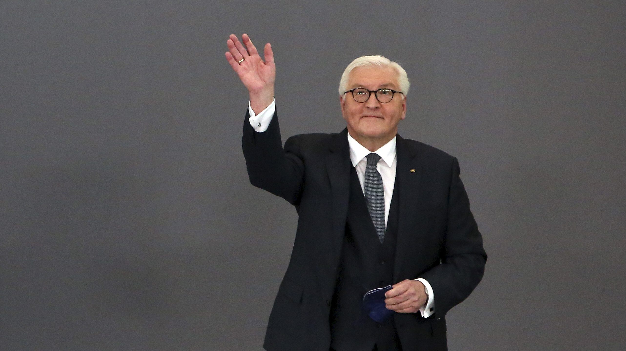 BERLIN, GERMANY - FEBRUARY 13: New elected German President Frank-Walter Steinmeier during the Federal Assembly at the Paul Loebe Haus on February 13, 2022 in Berlin, Germany. Current President Frank-Walter Steinmeier is the favourite to win and will very likely serve a second term. The Federal Assembly includes the 736 members of the Bundestag as well as an equal number of electors from across German society, including culture, sports and science. (Photo by Adam Berry - Pool/Getty Images)