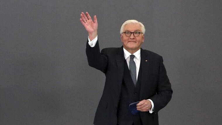 BERLIN, GERMANY - FEBRUARY 13: New elected German President Frank-Walter Steinmeier during the Federal Assembly at the Paul Loebe Haus on February 13, 2022 in Berlin, Germany. Current President Frank-Walter Steinmeier is the favourite to win and will very likely serve a second term. The Federal Assembly includes the 736 members of the Bundestag as well as an equal number of electors from across German society, including culture, sports and science. (Photo by Adam Berry - Pool/Getty Images)