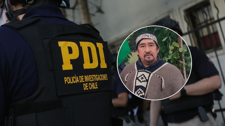 Lonko Juan Pichun es detenido durante un ceremonia mapuche en su lof