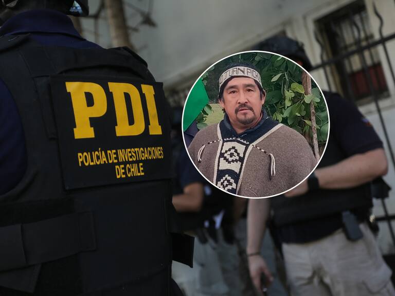 Lonko Juan Pichun es detenido durante un ceremonia mapuche en su lof