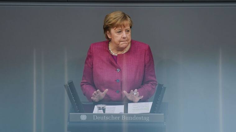 BERLIN, GERMANY - APRIL 16: German Chancellor Angela Merkel addresses a session of the Bundestag that includes the first reading of new measures to rein in the spread of the coronavirus on April 16, 2021 in Berlin, Germany. The measures include enhanced powers for the federal government to impose nation-wide lockdown restrictions that had previously been under the authority of individual states. The power shift is controversial and has already sparked popular protest. (Photo by Sean Gallup/Getty Images)