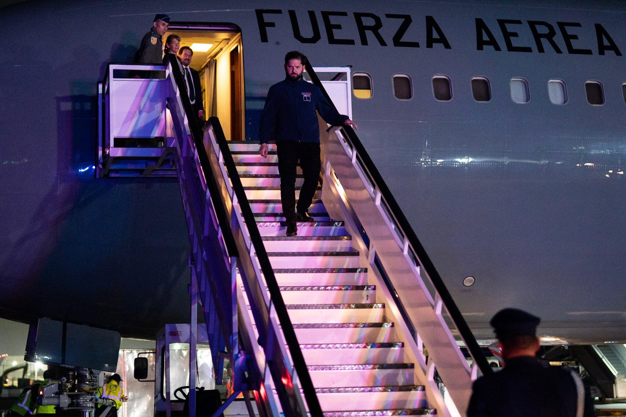 Prensa Presidencial | El Presidente Gabriel Boric aterrizando en Nueva York