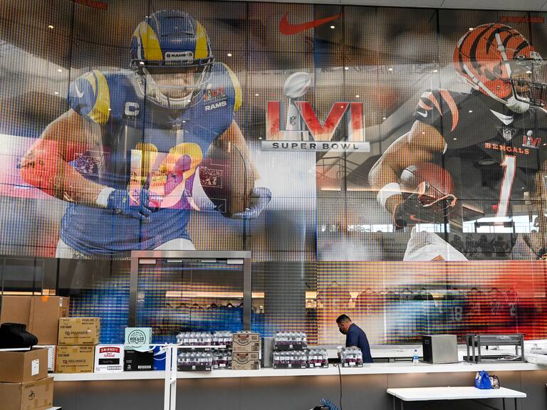 Inglewood, CA - February 12:The concession stands are being stocked at SoFi Stadium in Inglewood, CA for Super Bowl LVI which will take place Sunday. (Photo by David Crane/MediaNews Group/Los Angeles Daily News via Getty Images)