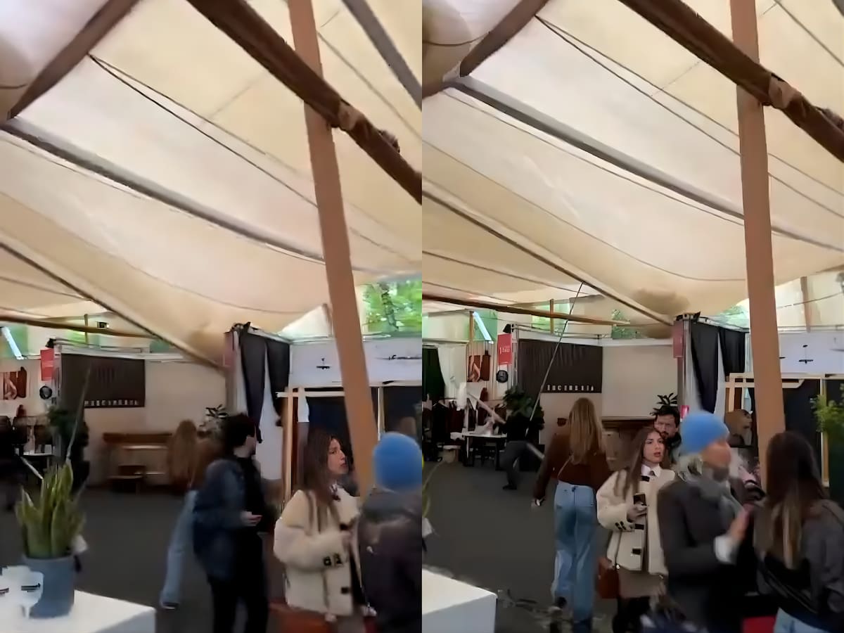 Caos en Vitacura: lluvias provocan impactante colapso del techo en feria Bazar ED del Parque Bicentenario