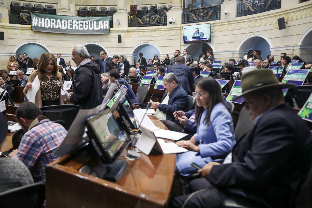 La vista de una sesión en el senado del congreso de Colombia en la ciudad de Bogotá