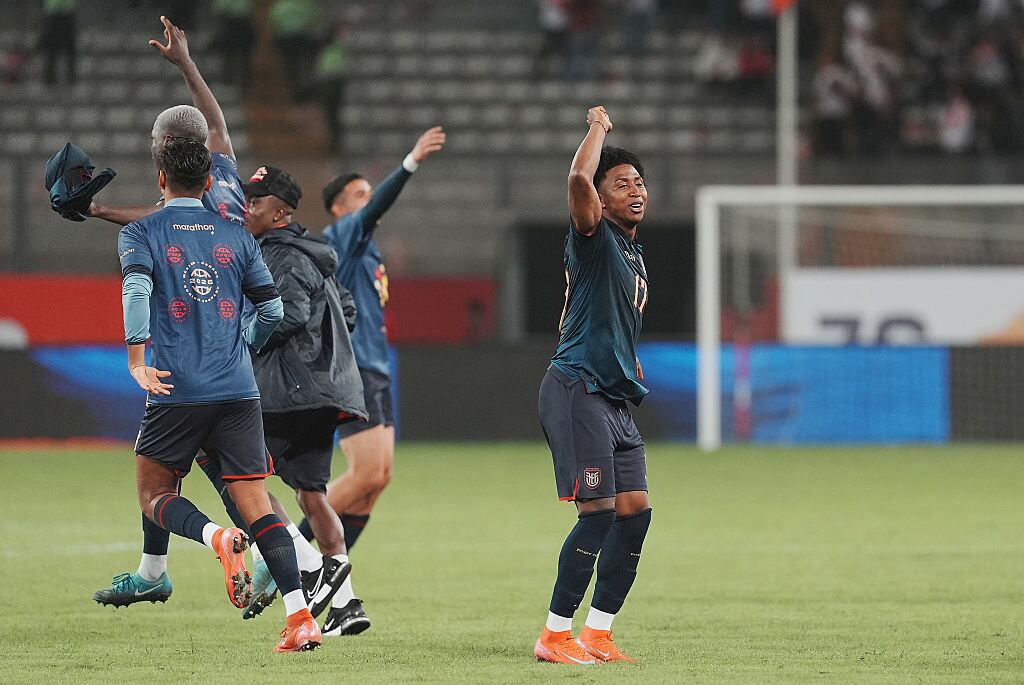 LIMA, PERU - JUNE 10: Angelo Preciado of Ecuador celebrate the qualification after the FIFA World Cup 2026 South American Qualifier match between Peru and Ecuador at Estadio Nacional de Lima on June 10, 2025 in Lima, Peru. (Photo by Raul Sifuentes/Getty Images)