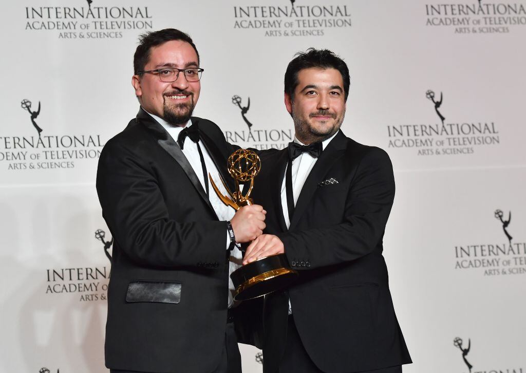 Hernán Caffiero y Antonino Ballestrazzi en los Emmy