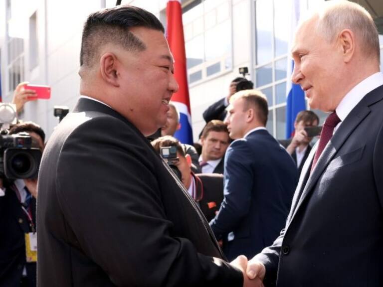 Kim Jong-un y Vladímir Putin en Rusia