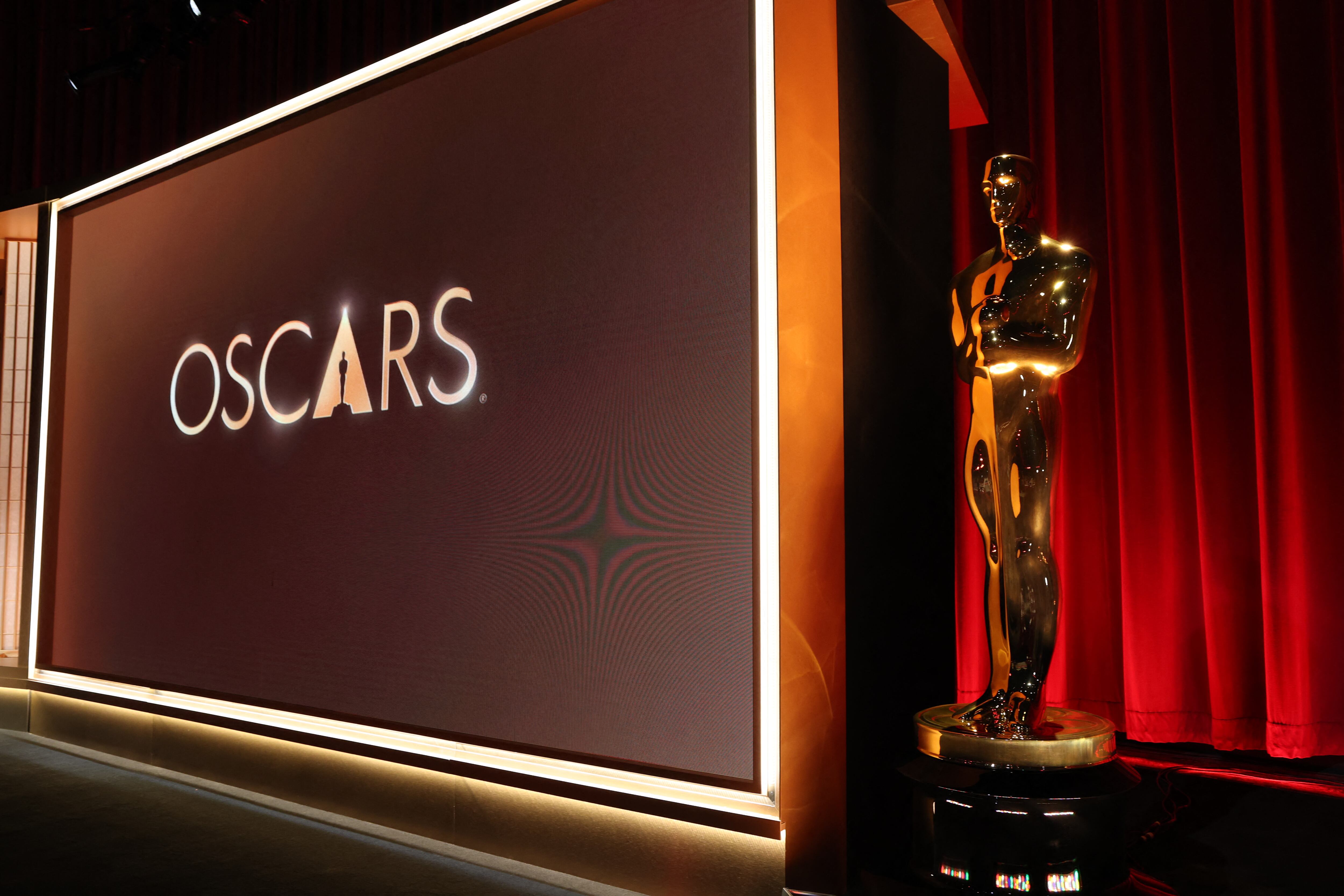 Oscar statues adorn the stage before the start of the 98th Academy Awards nominations announcement at the Samuel Goldwyn Theatre in Beverly Hills, California, January 22, 2026. (Photo by VALERIE MACON / AFP via Getty Images)