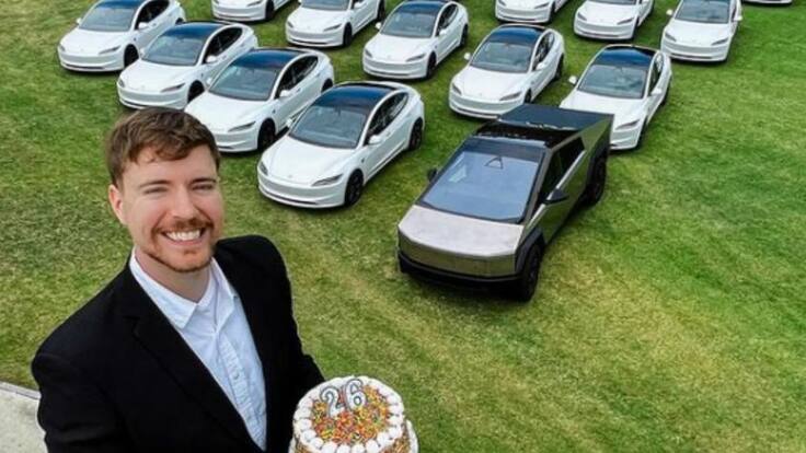 Siempre hay un chileno: seguidor oriundo de Temuco se ganó uno de los autos Tesla sorteados por el youtuber MrBeast