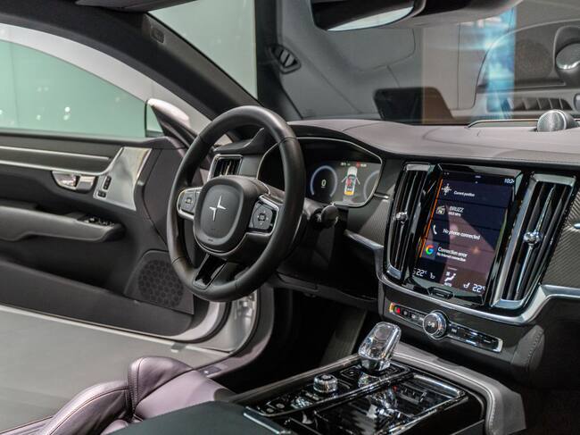 BRUSSELS, BELGIUM - JANUARY 9: Polestar 1 hybrid sports car coupe interior in white on display at Brussels Expo on January 9, 2017 in Brussels, Belgium. Polestar is the performance company and brand of Volvo Cars now focussed on producing electric and hybrid vehicles. The Polestar 1 is powered by a hybrid powertrain, combining a twincharged 2.0 litre in-line four-cylinder gasoline engine to power the front wheels, with two electric motors driving the rear wheels. (Photo by Sjoerd van der Wal/Getty Images)