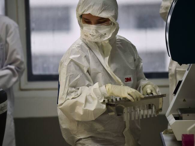 Técnicos de un laboratorio examinan muestras de pacientes