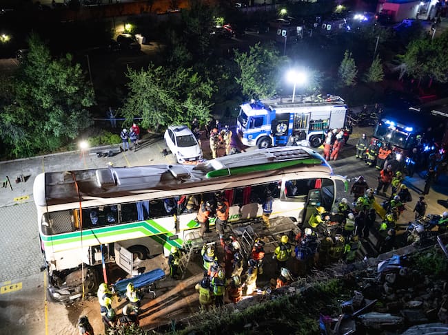 Volcamiento de bus en Valparaíso