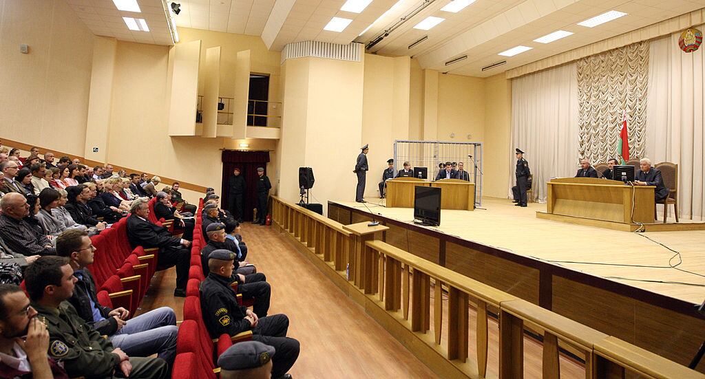 Un tribunal de la ciudad de Minsk en un juicio sobre supuesto terrorismo en Bielorrusia. Imagen de archivo.
