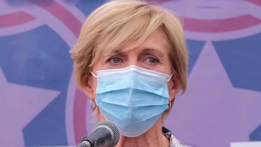 19 de diciembre del 2021/SantiagoLa vocera de campaña,  Evelyn Matthei ofrecen un punto de prensa durante el conteo de votos en el comando del candidato José Antonio Kast.
FOTO: DANIEL ARAYA MARTIN/AGENCIAUNO