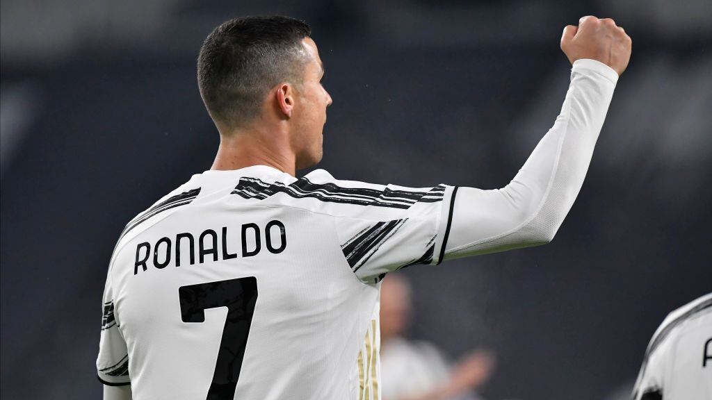 TURIN, ITALY - JANUARY 03: Cristiano Ronaldo of Juventus FC celebrates a third goal during the Serie A match between Juventus and Udinese Calcio at on January 3, 2021 in Turin, Italy. (Photo by Stefano Guidi/Getty Images)