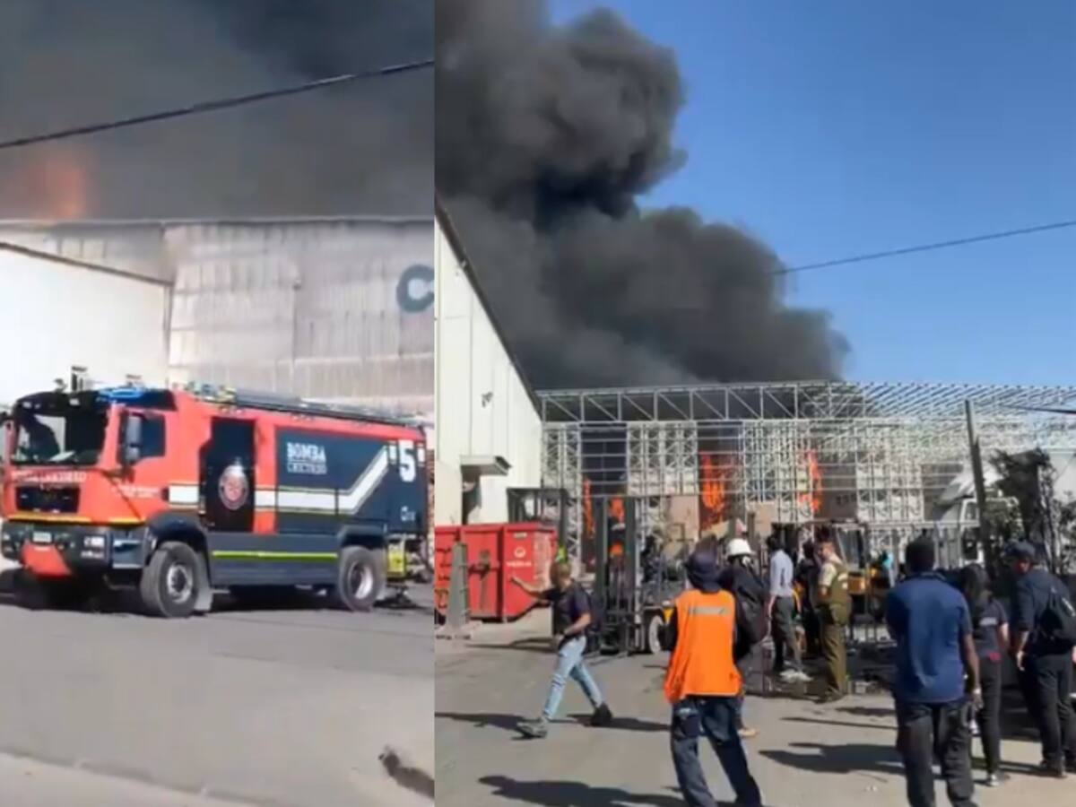 Voraz incendio afecta a bodegas de empresa en Lampa: varias compañías de Bomberos combaten las llamas