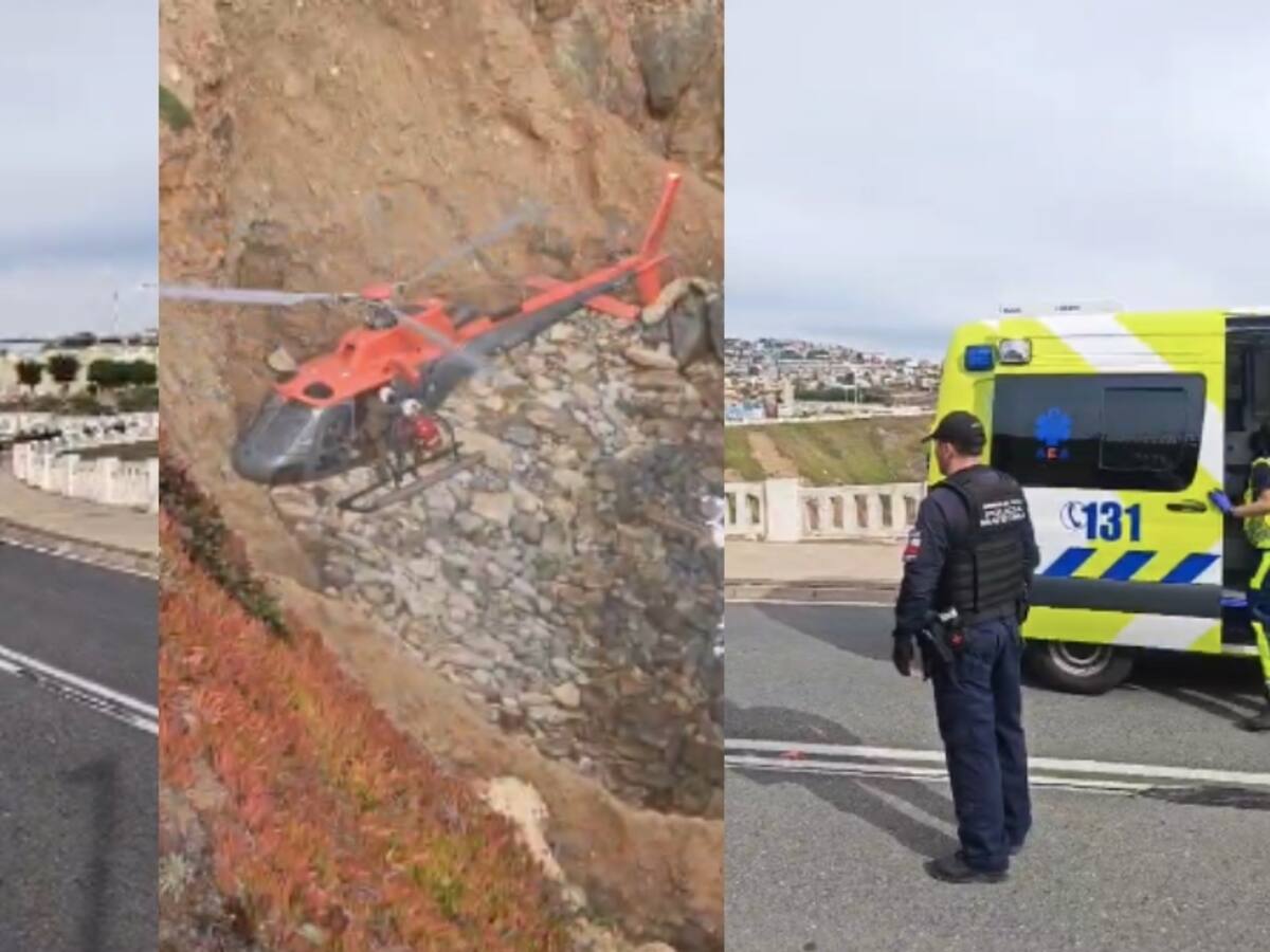 Amplio operativo de rescate en Valparaíso: mujer de 28 años cae desde acantilado y se encuentra grave