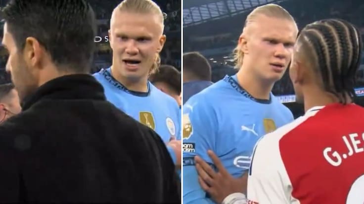 “Eres un p... payaso”: Captan el fuerte cruce de Haaland con Arteta y Gabriel Jesús tras empate del City y Arsenal