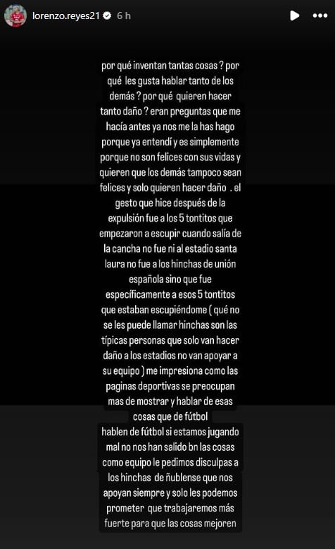 La explicación de Lorenzo Reyes en sus redes sociales