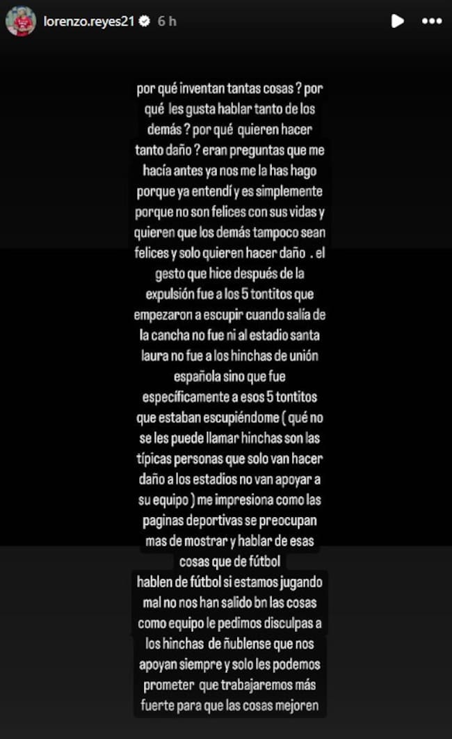 La explicación de Lorenzo Reyes en sus redes sociales