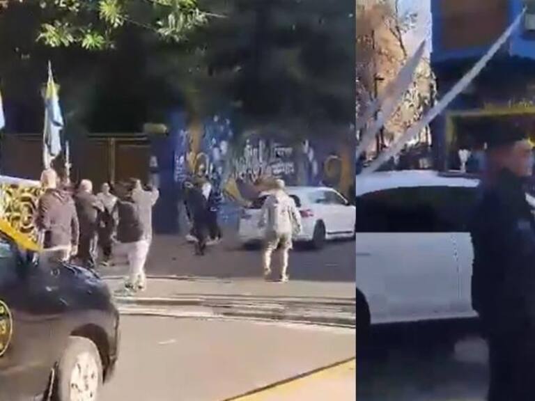 Hinchas de Colo Colo quisieron colgar una bandera en puerta de la Bombonera y fueron agredidos por simpatizantes de Boca