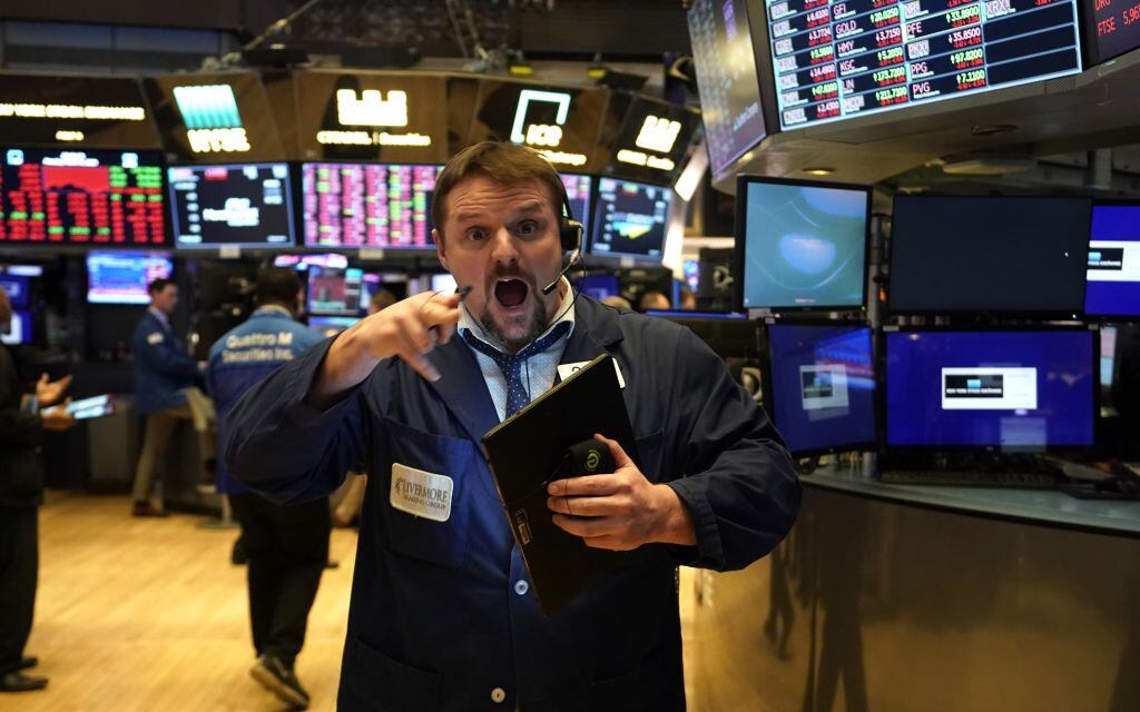 Traders work during the closing bell at the New York Stock Exchange (NYSE) on March 9, 2020 on Wall Street in New York City. - Major Wall Street indices finished down more than seven percent following an ugly session sparked by an oil price crash and fears over the economic fallout from the coronavirus. At the end of a day-long rout, the benchmark Dow Jones Industrial Average was at 23,851.02, a loss of more than 2,000 points or 7.8 percent, making it the worst session since December 2008. (Photo by TIMOTHY A. CLARY / AFP) / The erroneous mention[s] appearing in the metadata of this photo by TIMOTHY A. CLARY has been modified in AFP systems in the following manner: [down more then 2000 points] instead of [down more then 200 points]. Please immediately remove the erroneous mention[s] from all your online services and delete it (them) from your servers. If you have been authorized by AFP to distribute it (them) to third parties, please ensure that the same actions are carried out by them. Failure to promptly comply with these instructions will entail liability on your part for any continued or post notification usage. Therefore we thank you very much for all your attention and prompt action. We are sorry for the inconvenience this notification may cause and remain at your disposal for any further information you may require. (Photo by TIMOTHY A. CLARY/AFP via Getty Images)