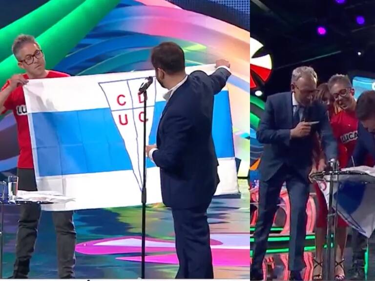 Hasta la firmó: Presidente Boric regala bandera de la UC para remate de Teletón 2023