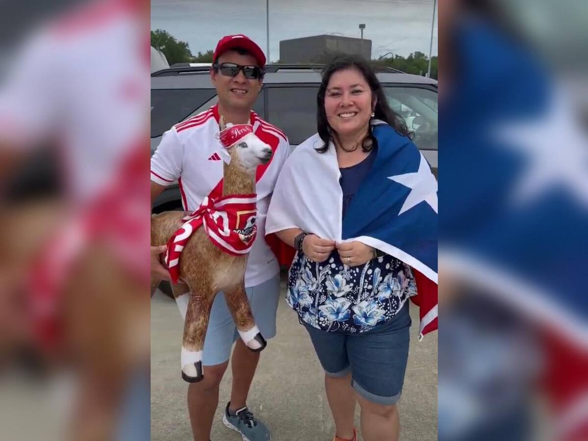 Matrimonio causa sorpresa en práctica de Perú: mujer lleva bandera de Chile previo a duelo por Copa América
