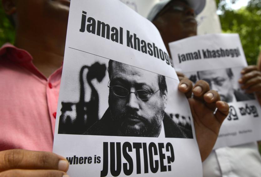 Protesta en contra del asesinato del periodista Jamal Khashoggi